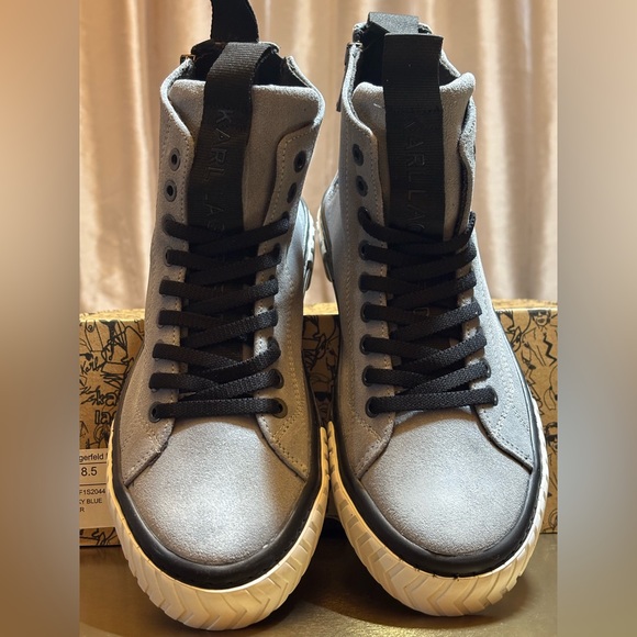 New in box - Karl Lagerfeld Black and Gray Men's Sneakers Sz 8.5 - Picture 2 of 8